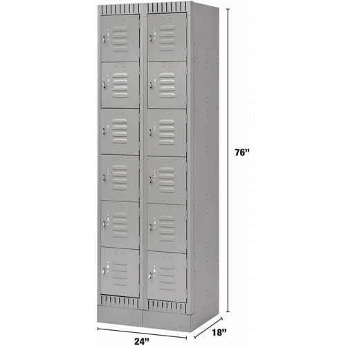 Casiers, 6 niveaux, Bloc de 2, 24" x 18" x 76", Acier, Gris, D&eacute;mont&eacute; Les Fournitures Industrielles Méga