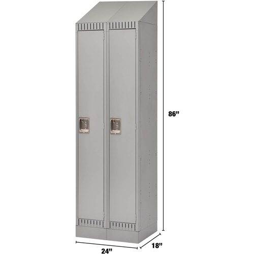 Lockers, Bank of 2, 24" x 18" x 86", Steel, Grey, Knocked Down Les Fournitures Industrielles Méga