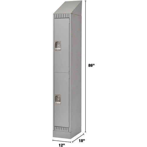 Lockers, 2 -tier, 12" x 18" x 86", Steel, Grey, Knocked Down Les Fournitures Industrielles Méga