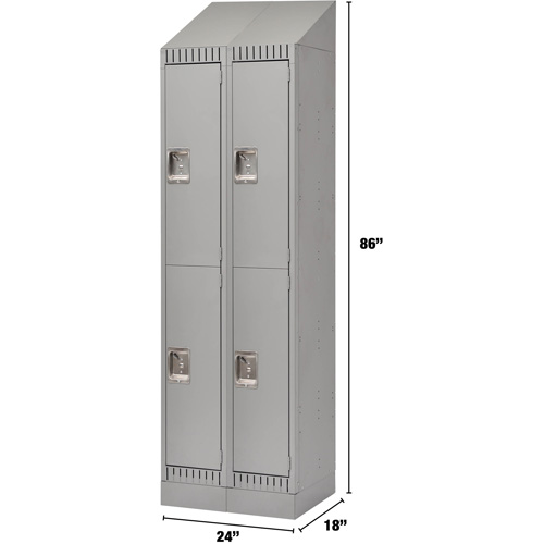 Casiers, 2 niveaux, Bloc de 2, 24" x 18" x 86", Acier, Gris, D&eacute;mont&eacute; Les Fournitures Industrielles Méga