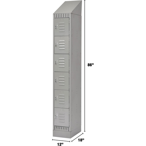 Lockers, 6 -tier, 12" x 18" x 86", Steel, Grey, Knocked Down Les Fournitures Industrielles Méga