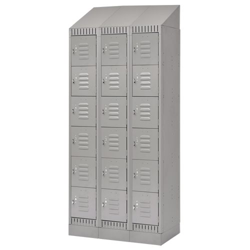 Lockers, 6 -tier, Bank of 3, 36" x 18" x 86", Steel, Grey, Knocked Down Les Fournitures Industrielles Méga