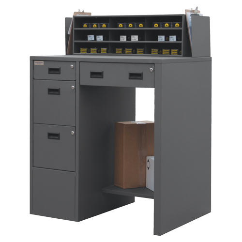 Shop Desk, 39" W x 29" D x 53" H, Grey Les Fournitures Industrielles Méga
