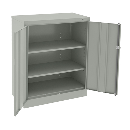 Counter High Cabinet, Steel, 2 Shelves, 42" H x 36" W x 18" D, Light Grey Les Fournitures Industrielles Méga