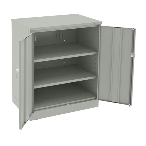 Deluxe Counter High Cabinet, Steel, 2 Shelves, 42" H x 36" W x 24" D, Light Grey Les Fournitures Industrielles Méga