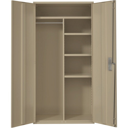 Combination Storage Cabinet, Steel, 6 Shelves, 72" H x 36" W x 18" D, Beige Les Fournitures Industrielles Méga
