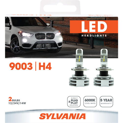 9003 Ampoule pour feu avant, DEL, 12 W/14 W/24 W, Blanc Les Fournitures Industrielles Méga