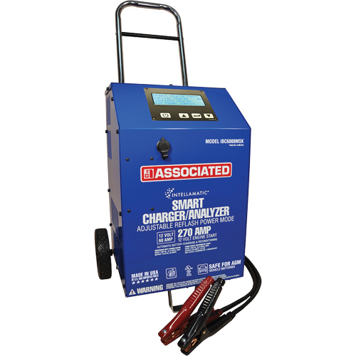 Chargeur de batterie sur roues avec fonction de d&eacute;marrage assist&eacute; de 12 V et 60 A Les Fournitures Industrielles Méga