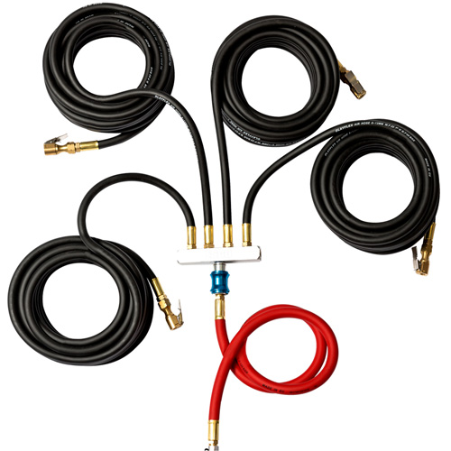 Wall-Mounted Tire Inflation System with 4-Hose Manifold Les Fournitures Industrielles Méga
