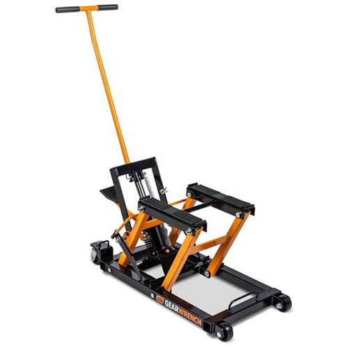 ATV and Motorcycle Jack, 0.75 Ton(s) Capacity, 4-2/3" Lowered, 14-1/2" Raised, Manual Hydraulic Les Fournitures Industrielles Méga