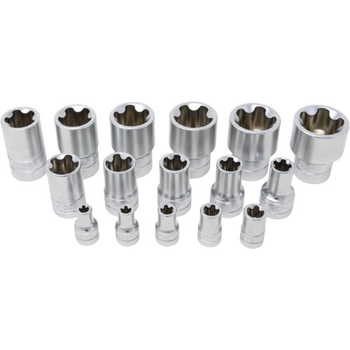 5-Point EPR Torx Socket Set, 16 Pieces, 1/2"/1/4"/3/8" Drive Size Les Fournitures Industrielles Méga