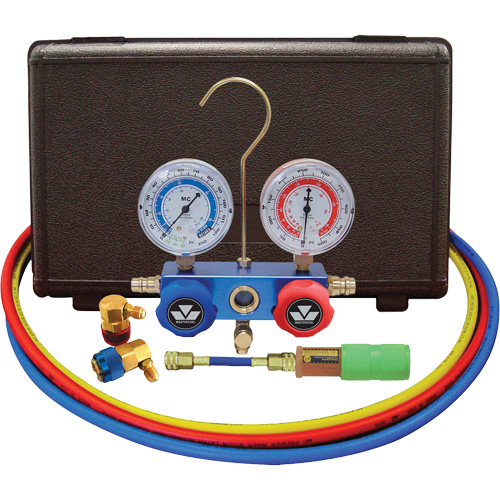 Ensemble de manom&egrave;tre &agrave; collecteur &agrave; deux voies pour l'automobile R134A avec mini injecteur de colorant Les Fournitures Industrielles Méga