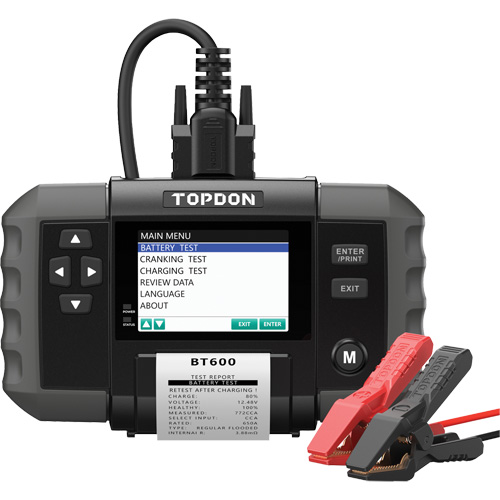 Testeur de batterie 12?V et de syst&egrave;mes 12?V/24?V BT600 avec imprimante int&eacute;gr&eacute;e Les Fournitures Industrielles Méga