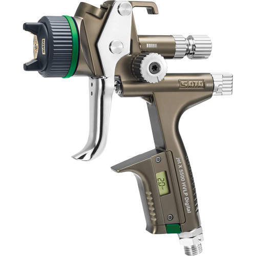Pistolet de peinture de premi&egrave;re qualit&eacute; pour peinture automobile avec psi num&eacute;rique X5500 HVLP 1,2 I RPS D, Entr&eacute;e d'air 1/4" NPT, 15,19 pi³/min, Capacit&eacute; 0,6 L/0,9 L, 0,17 psi Les Fournitures Industrielles Méga