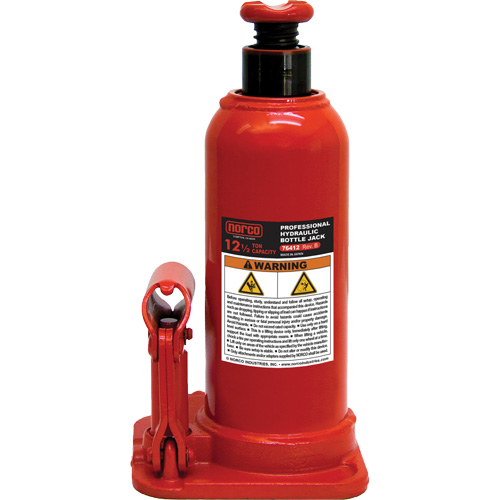 Cric hydraulique &agrave; bouteille avec trou pour manom&egrave;tre, 12,5 tonnes, 18-89/100" Hauteur &eacute;lev&eacute;e Les Fournitures Industrielles Méga