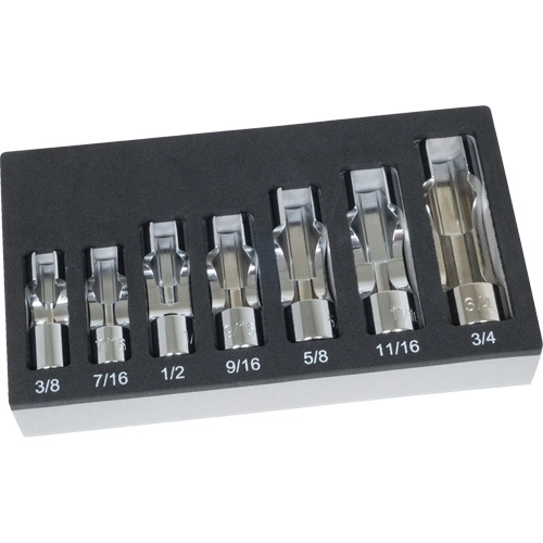 SAE Flare Nut Socket Set with Foam Tray, 7 Pieces, 3/8" Drive Size Les Fournitures Industrielles Méga