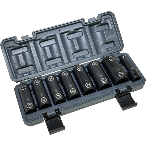 Jeu de douilles doubles hexagonales et h&eacute;licoidales avec coffret, 8 Morceaux, Prise de 1/2" Les Fournitures Industrielles Méga