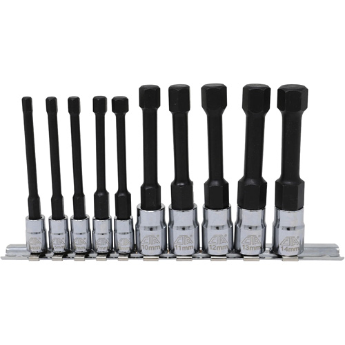 Metric Hex Socket Bit Set with Reduced Shank, 10 Pieces, 1/4"/3/8" Drive Size Les Fournitures Industrielles Méga
