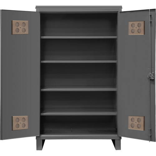 Armoire ext&eacute;rieure robuste, Acier, 4 Tablettes, 78" h x 60" la x 24" P, Gris Les Fournitures Industrielles Méga