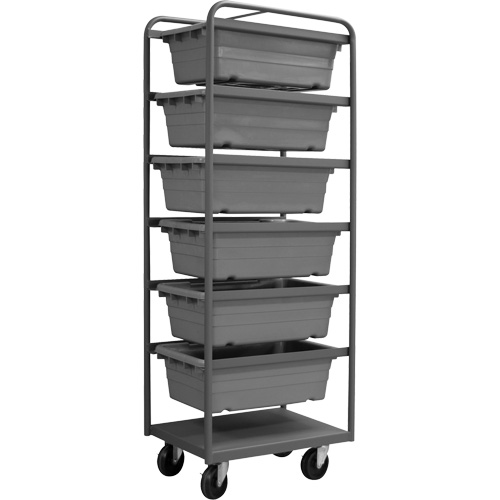 Mobile Tub Rack, Double-sided, 6 bins, 26" W x 18" D x 74" H Les Fournitures Industrielles Méga