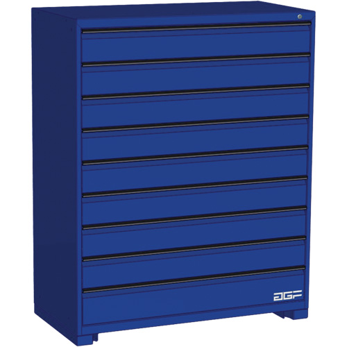 Modular Drawer Cabinet, 9 Drawers, 48" W x 24" D x 60" H, Blue Les Fournitures Industrielles Méga