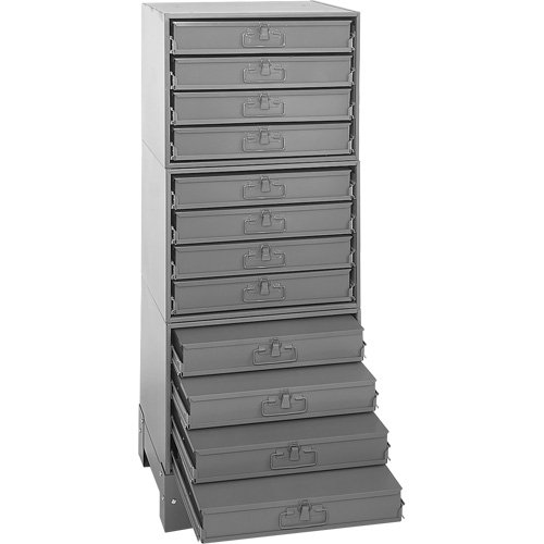 Armoire de rangement modulaire avec tiroirs, Acier, 12 tiroirs, 20-3/8" x 16" x 60-1/8", Gris Les Fournitures Industrielles Méga