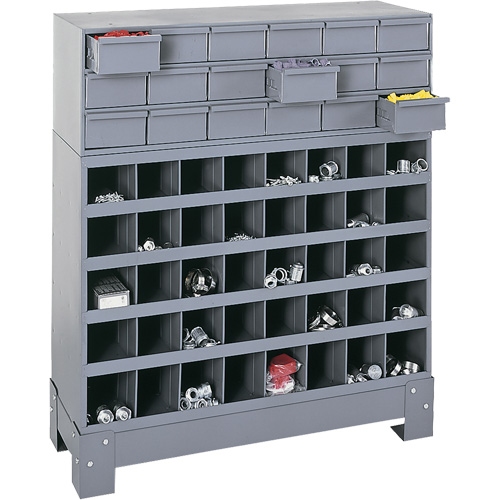 Unit&eacute; de stockage modulaire pour petites pi&egrave;ces, Acier, 18 tiroirs, 33-3/4" x 12-1/4" x 40-1/2", Gris Les Fournitures Industrielles Méga