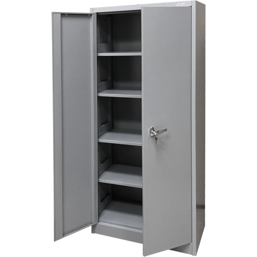 Armoire de rangement, Acier, 4 Tablettes, 66" h x 30" la x 15" P, Gris Les Fournitures Industrielles Méga