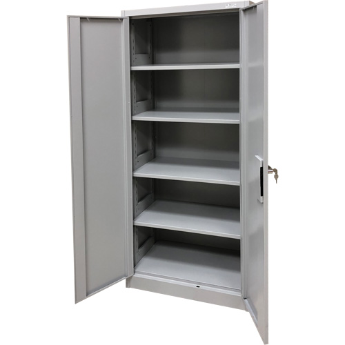 Armoire de rangement, Acier, 4 Tablettes, 66" h x 30" la x 15" P, Gris Les Fournitures Industrielles Méga