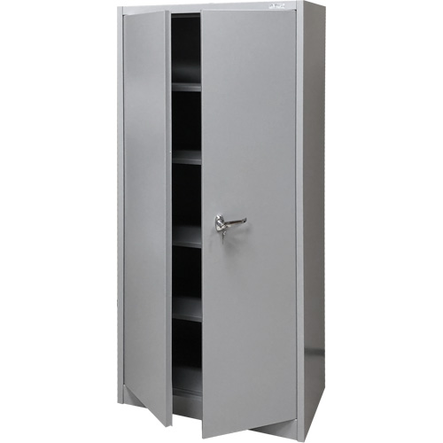 Armoire de rangement, Acier, 4 Tablettes, 66" h x 30" la x 15" P, Gris Les Fournitures Industrielles Méga