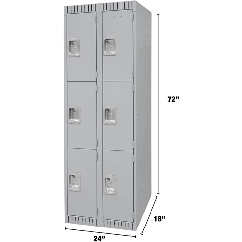 Casiers, 3 niveaux, Bloc de 2, 24" x 18" x 72", Acier, Gris, D&eacute;mont&eacute; Les Fournitures Industrielles Méga