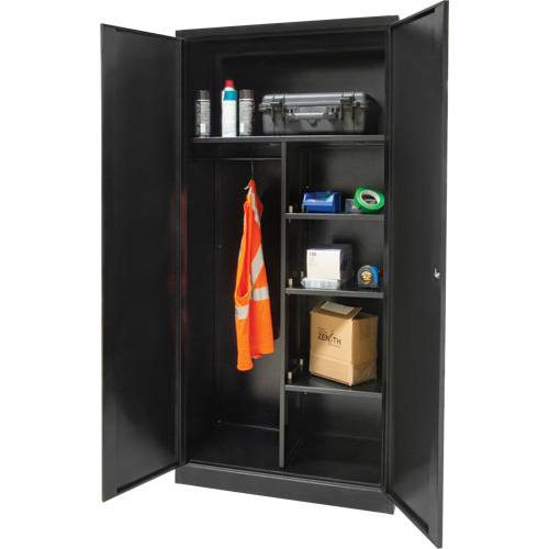 Armoire de rangement combin&eacute;e, 36" la x 18" p x 72" h, Noir Les Fournitures Industrielles Méga