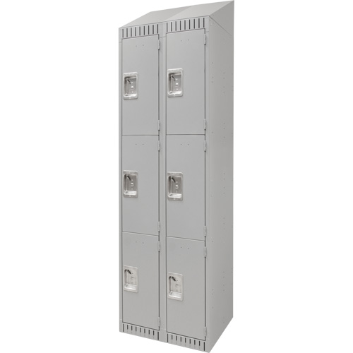 Lockers, 3 -tier, Bank of 2, 24" x 18" x 82", Steel, Grey, Knocked Down Les Fournitures Industrielles Méga