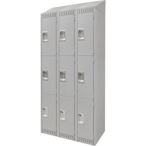 Casiers, 3 niveaux, Bloc de 3, 36" x 18" x 82", Acier, Gris, D&eacute;mont&eacute; Les Fournitures Industrielles Méga
