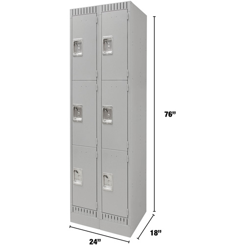 Casiers, 3 niveaux, Bloc de 2, 24" x 18" x 76", Acier, Gris, D&eacute;mont&eacute; Les Fournitures Industrielles Méga