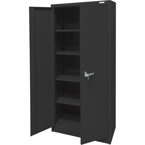 Armoire d'entreposage, Acier, 4 Tablettes, 66" h x 30" la x 15" P, Noir Les Fournitures Industrielles Méga