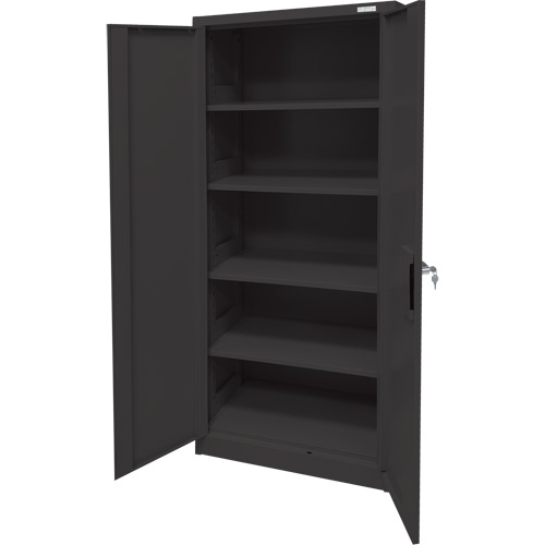 Armoire d'entreposage, Acier, 4 Tablettes, 66" h x 30" la x 15" P, Noir Les Fournitures Industrielles Méga
