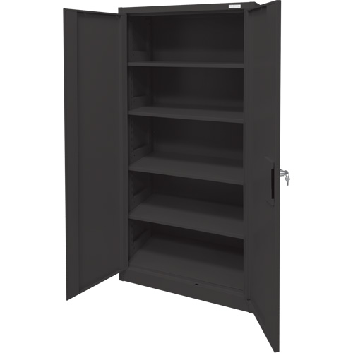 Armoire d'entreposage, Acier, 4 Tablettes, 78" h x 36" la x 24" P, Noir Les Fournitures Industrielles Méga