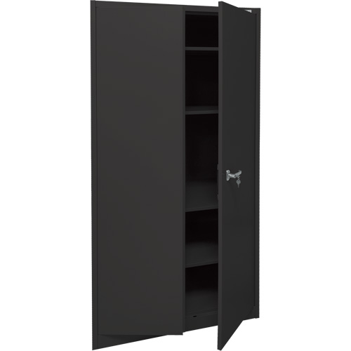 Armoire d'entreposage, Acier, 4 Tablettes, 78" h x 36" la x 24" P, Noir Les Fournitures Industrielles Méga