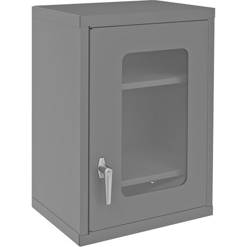 Wall-Mountable Storage Cabinet with Clearview Doors, 26-15/16" H x 18-1/8" W x 13-11/16" D, 2 Shelves, Steel, Grey Les Fournitures Industrielles Méga
