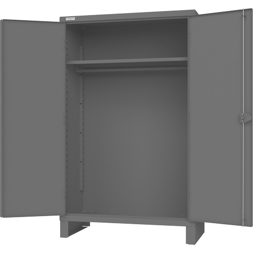 Armoire avec barre de suspension et portes encastr&eacute;es standards, Acier, 78" h x 48" la x 24" P, Gris Les Fournitures Industrielles Méga