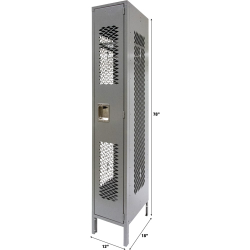 Vented Lockers, 12" x 18" x 78", Steel, Grey, Knocked Down, Perforated Les Fournitures Industrielles Méga