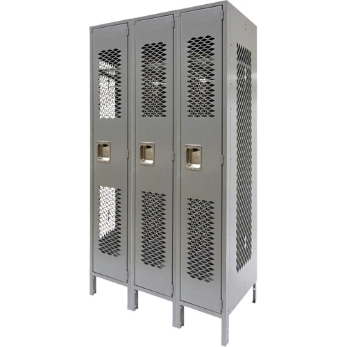 Casiers ventil&eacute;s, Bloc de 3, 36" x 18" x 78", Acier, Gris, D&eacute;mont&eacute;, Perfor&eacute; Les Fournitures Industrielles Méga