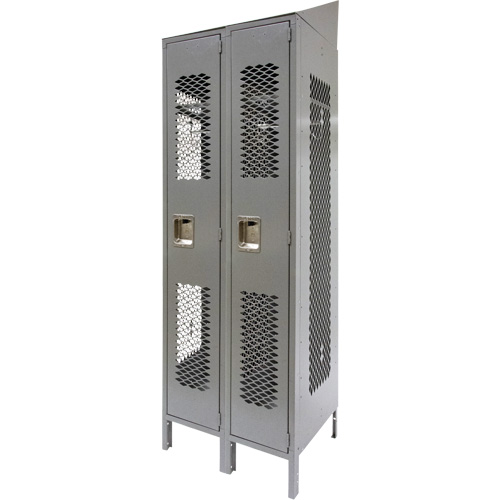 Casiers ventil&eacute;s, Bloc de 2, 24" x 18" x 88", Acier, Gris, D&eacute;mont&eacute;, Perfor&eacute; Les Fournitures Industrielles Méga