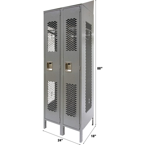 Casiers ventil&eacute;s, Bloc de 2, 24" x 18" x 88", Acier, Gris, D&eacute;mont&eacute;, Perfor&eacute; Les Fournitures Industrielles Méga