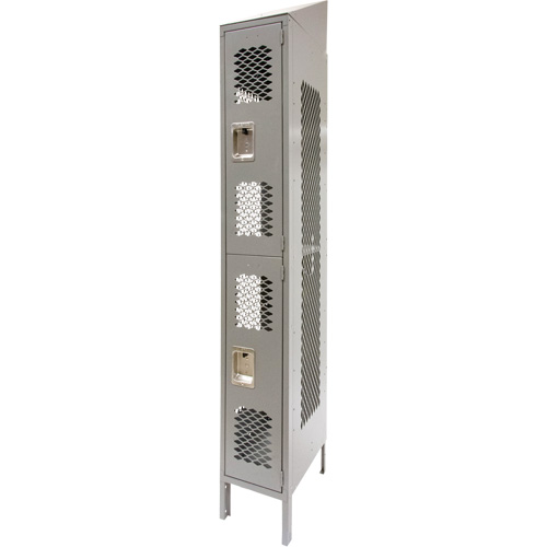 Casiers ventil&eacute;s, 2 niveaux, 12" x 18" x 88", Acier, Gris, D&eacute;mont&eacute;, Perfor&eacute; Les Fournitures Industrielles Méga