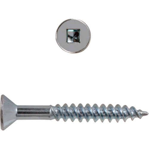 Flat Head Square Drive Wood Screws, #8 x 2-1/2" L, Zinc Plated Les Fournitures Industrielles Méga