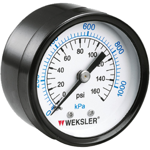 Dry Pressure Gauge, 1-1/2" , 0 - 160 psi, Back Mount, Analogue Les Fournitures Industrielles Méga