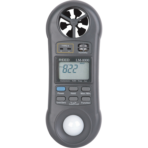 Thermo-an&eacute;mom&egrave;tre avec certificat de calibration, Sans enregistrement des donn&eacute;es, Gamme de v&eacute;locit&eacute; d'air de 0,2 - 30,0 m/sec Les Fournitures Industrielles Méga