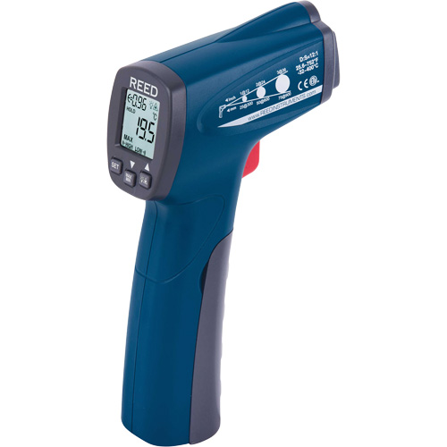 Infrared Thermometer, -25.6°- 752° F ( -32° - 400° C ), 12:1, Adjustable Emmissivity Les Fournitures Industrielles Méga
